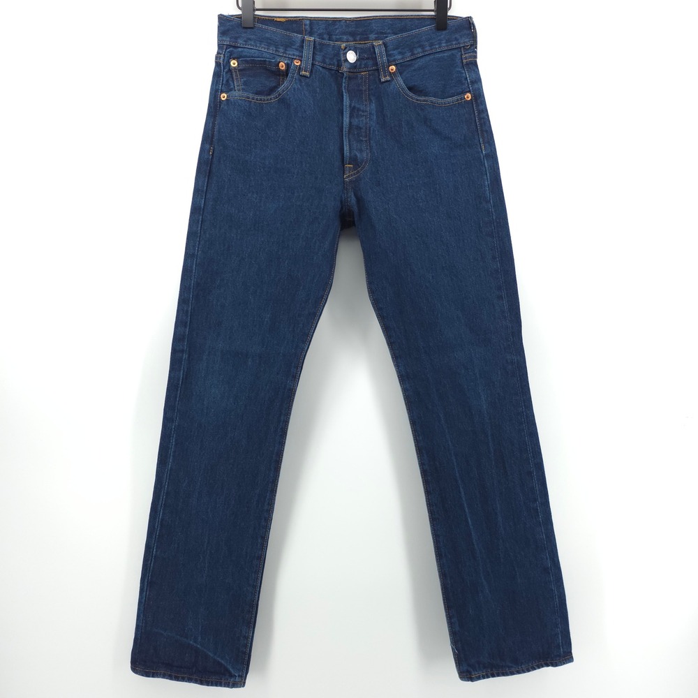 Levis Mens Jeans 501 Original Fit 28x30 Dark Indigo Blue Classic Denim